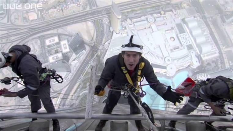 Window cleaning the worlds tallest building Burj Khalifa